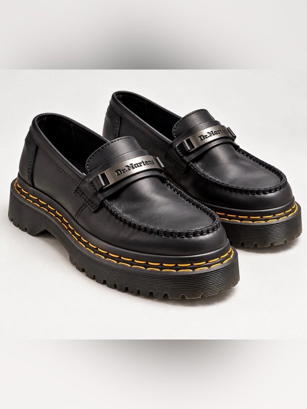 Dr. Martens Penton Bex Double Stitch Black Leather Platform Loafers
